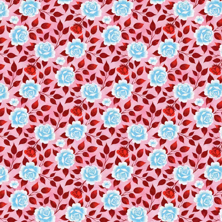 Valentines Roses Red/Blue Quilting Cotton