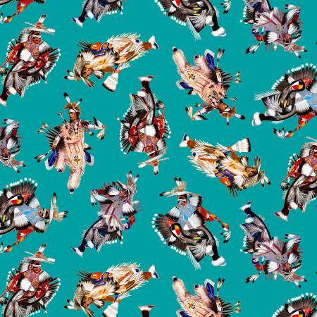 Turquoise Pow Wow Dancers Pride| Fabric