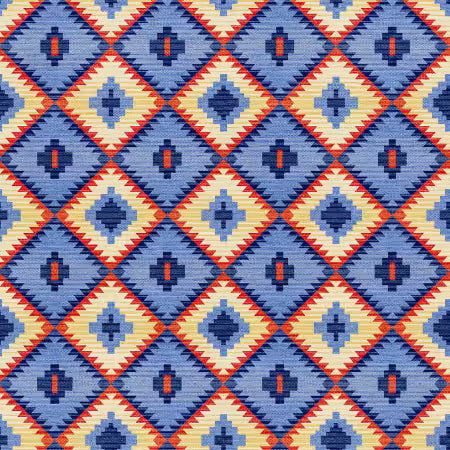 Desert Geometry Blue/Red | Fabric