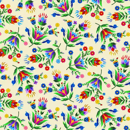 Regalia Native Floral Cream | Fabric