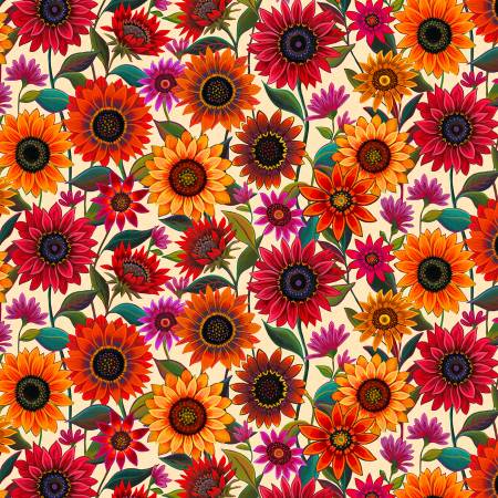 Sunflowers Large Sunflowers Cream | Fabric
