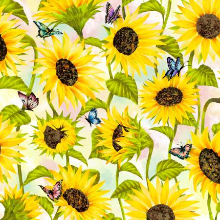 Follow the Sun Sunflowers on Stems Aqua