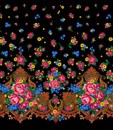 Kokum Scarf Border Black