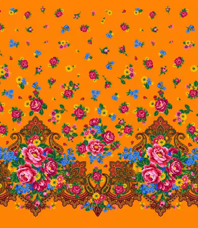 Kokum Scarf Border Orange