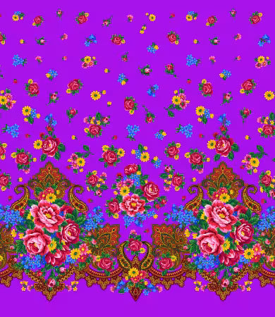 Kokum Scarf Border Purple