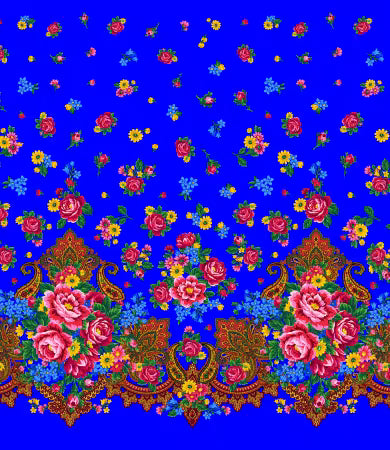 Kokum Scarf Border Royal