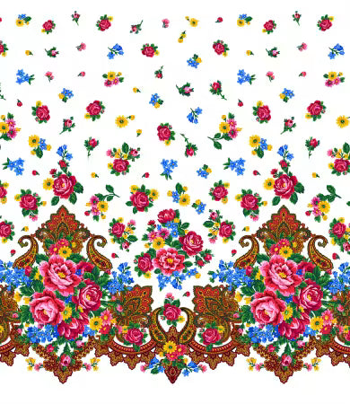 Kokum Scarf Border White