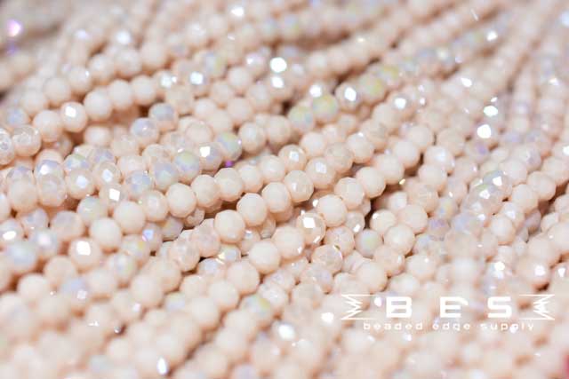 Beige AB 4mm Rondelle  | 100 Beads per strand