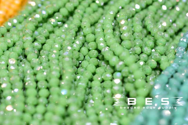 Med Green AB 4mm Rondelle | 100 Bead strand