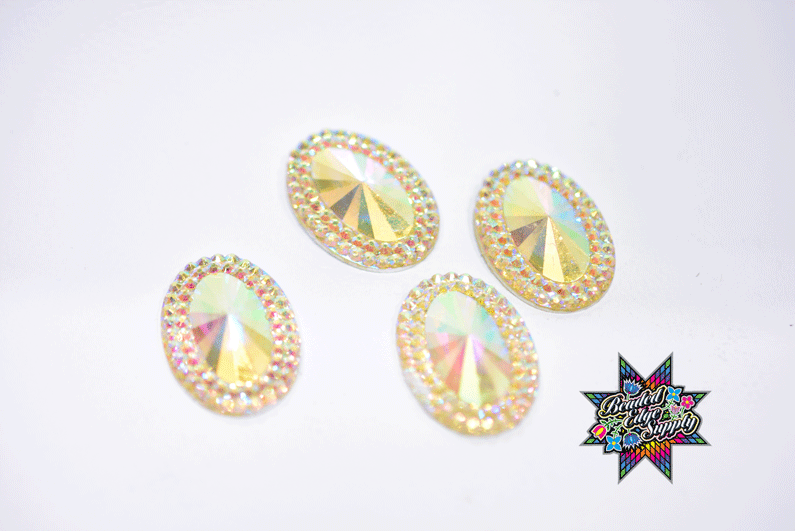 13x18mm Clear AB Oval Resin Flatback | 2 Pairs