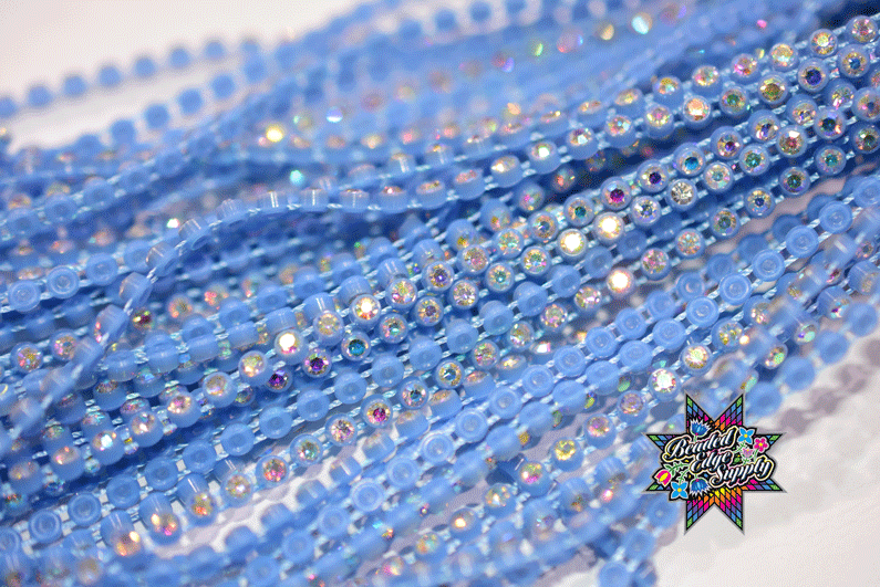 SS8 Dusty Blue with AB Stone | Rhinestone Banding