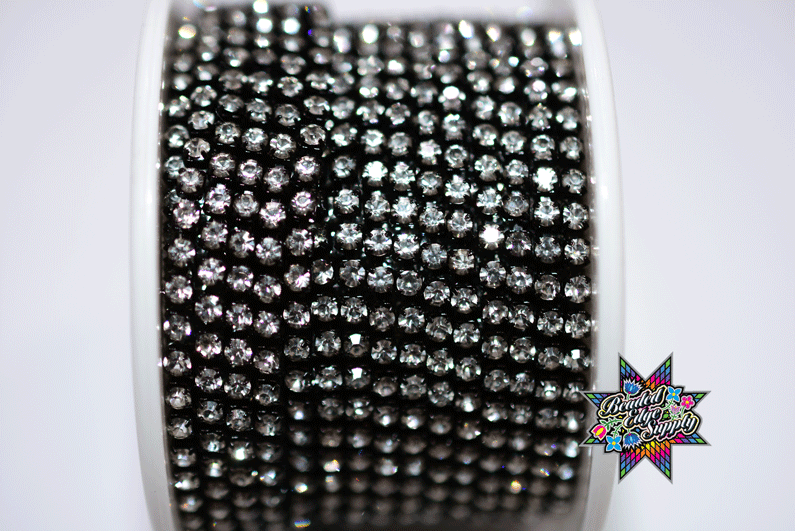 SS8 Black Metal Crystal Stone | Rhinestone Banding Yard