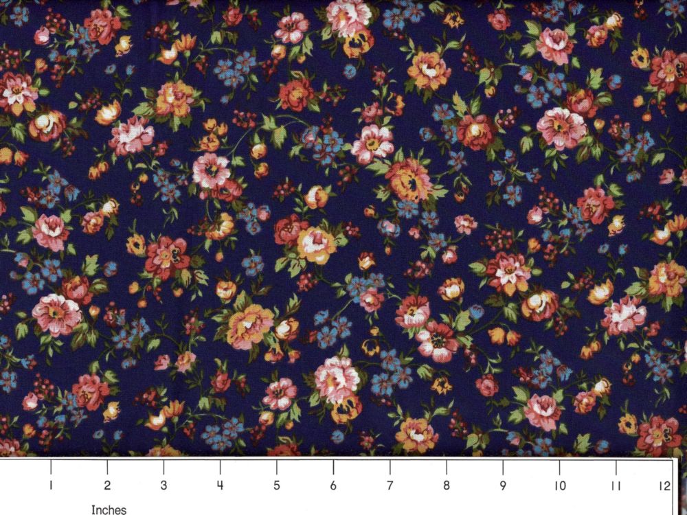 Country Floral Navy | Fabric