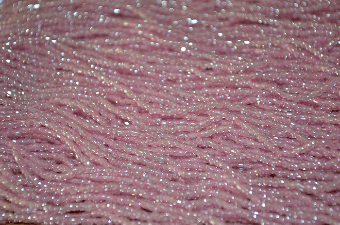 12/0 TR Crystal Pale Rose Lined | 3 Cut