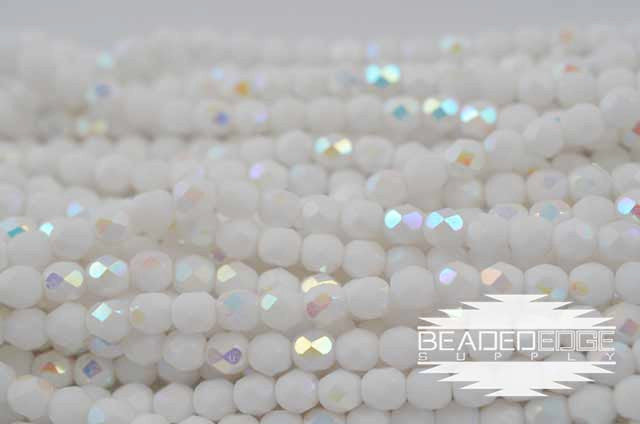 OP White AB Fire Polish 6mm