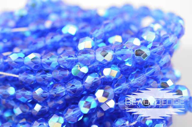 TR Sapphire AB Fire Polish 6mm