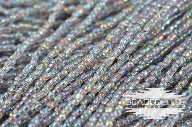 9/0 Black Lined Crystal AB | 3 Cut