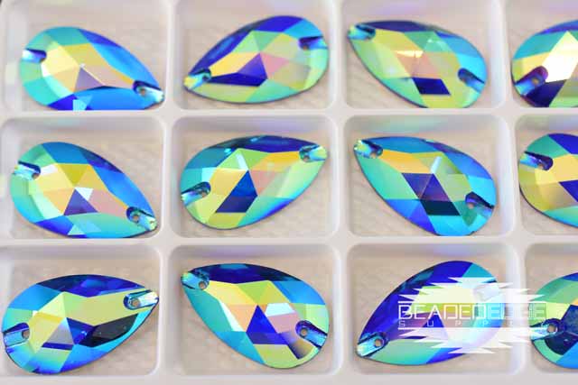 17x28 Blue AB Tear Drop | 2 Pair