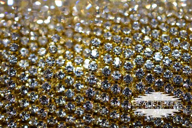 SS6 Gold Metal w/Crystal Stone Rhinestone Banding | Yard