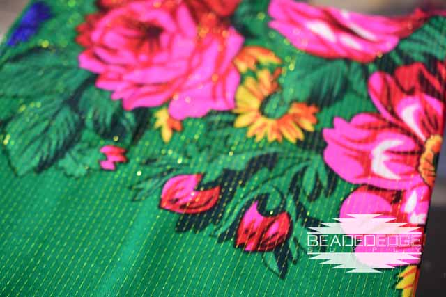 Large Floral Gold Lined Scarves 42"x42"