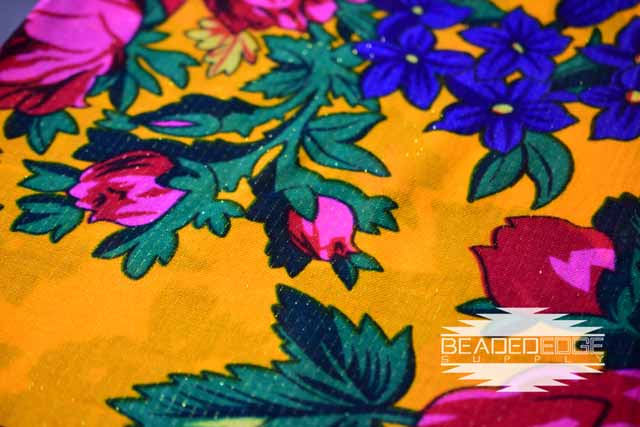 Large Floral Gold Lined Scarves 42"x42"