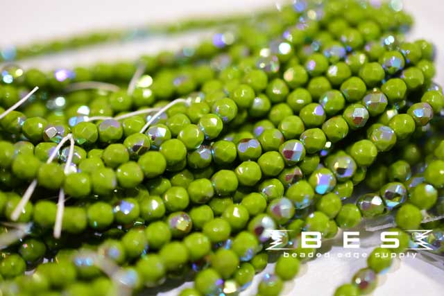 OP Chartreuse AB Fire Polish 4mm