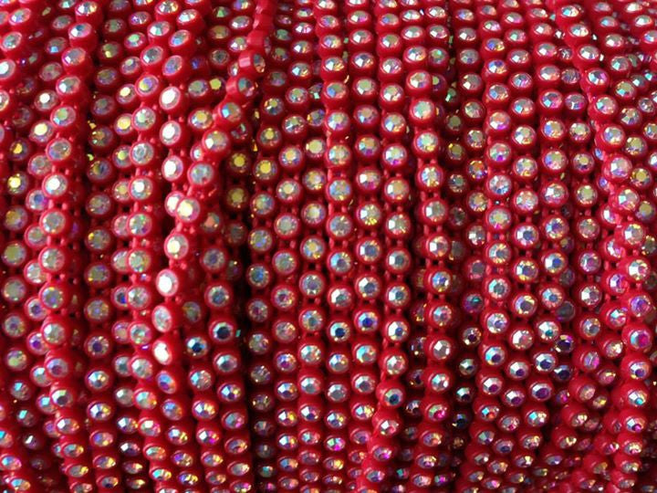 SS8 Lipstick Red AB Rhinestone Banding Yard