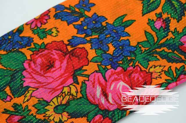 Floral Gold Lined Scarves 30"x30"