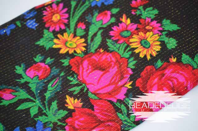 Floral Gold Lined Scarves 30"x30"