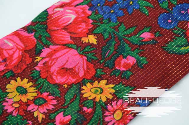 Floral Gold Lined Scarves 30"x30"