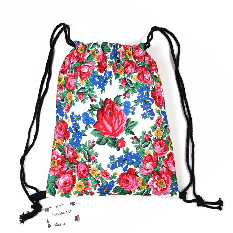 Floral Scarf Pattern Draw String Bag