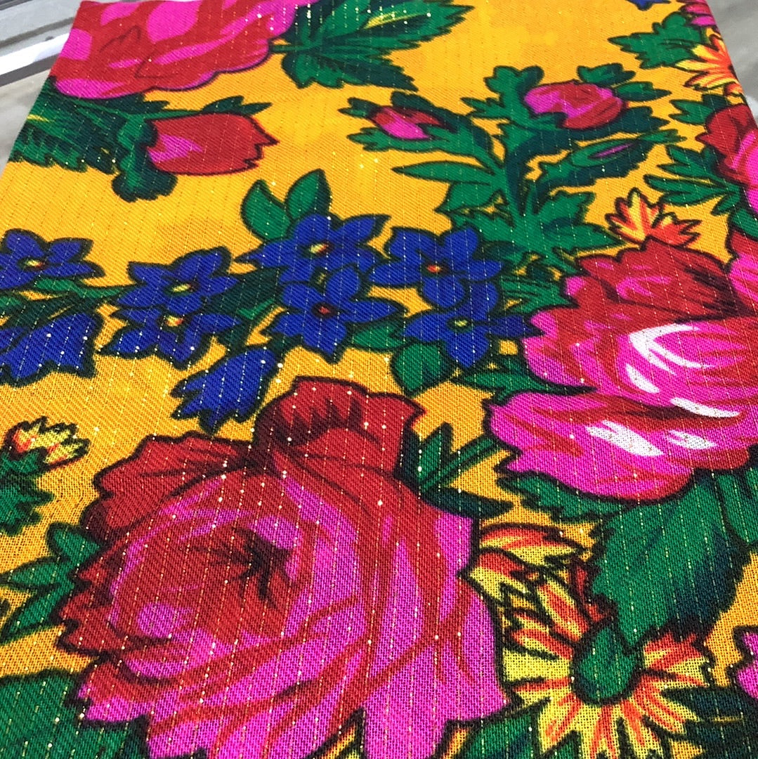 Floral Gold Lined Scarves 30"x30"