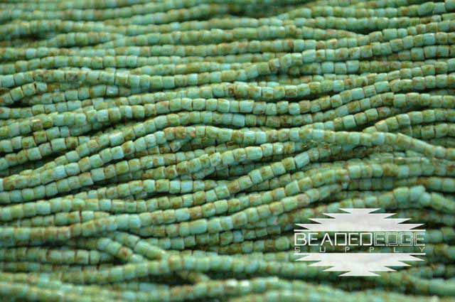 9/0 Turquoise Green Travertine | 3 Cut