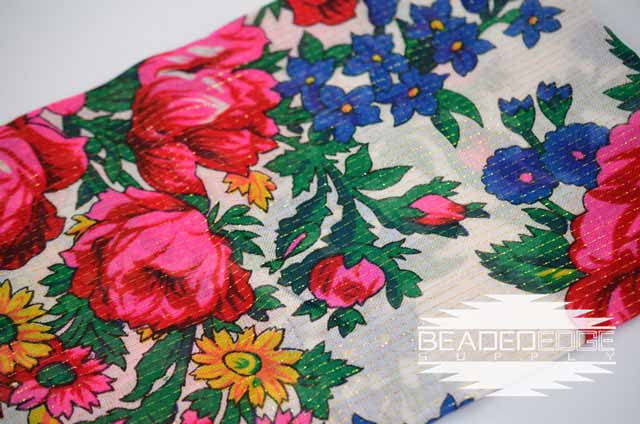 Floral Gold Lined Scarves 30"x30"