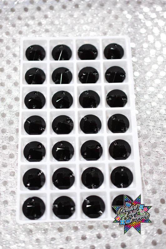 14mm Rivoli Jet Black | 3 Pair