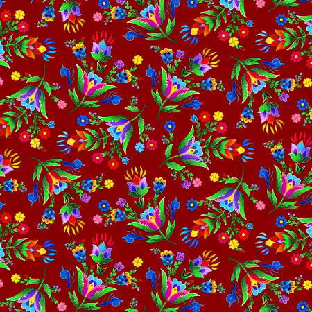 Regalia Native Floral Maroon | Fabric