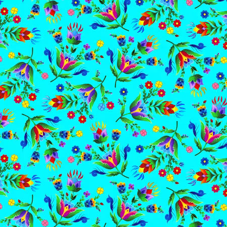 Regalia Native Floral Turquoise | Fabric