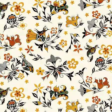 Pottery Birds & Flowers Gold