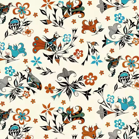 Pottery Birds & Flowers Turquoise