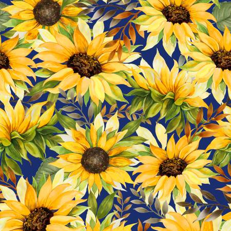 Follow the Sun Large Sunflowers Navy