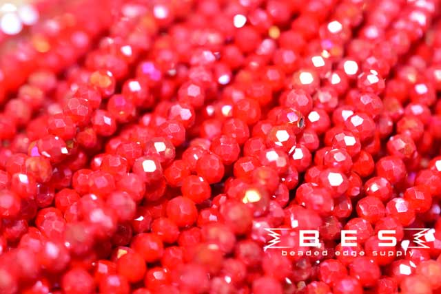 Red AB 4mm Rondelle | 100 Bead strand