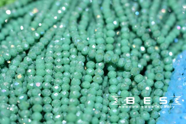 Turquoise Green AB 4mm Rondelle | 100 Bead strand