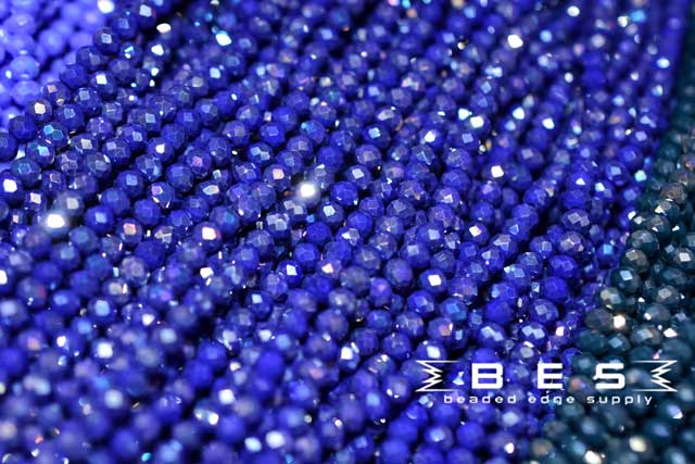 Med Blue AB 4mm Rondelle | 100 Bead strand