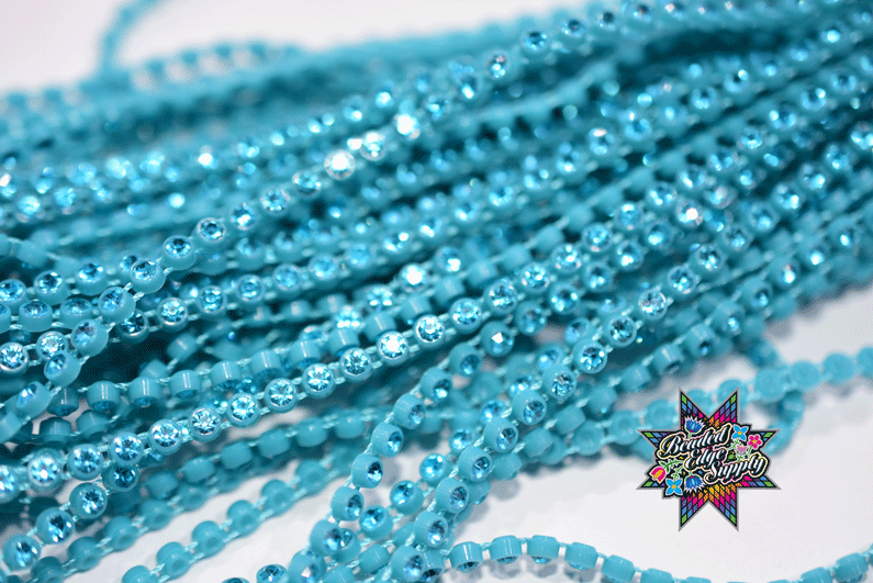 SS8 Aqua on Aqua | Rhinestone Banding