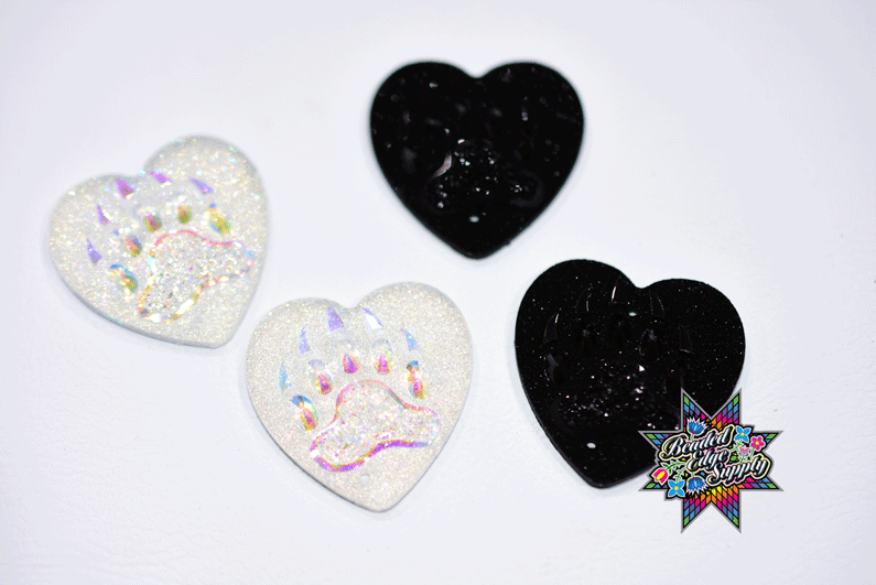 25mm Hearts w/Bearpaw| 2 Pairs