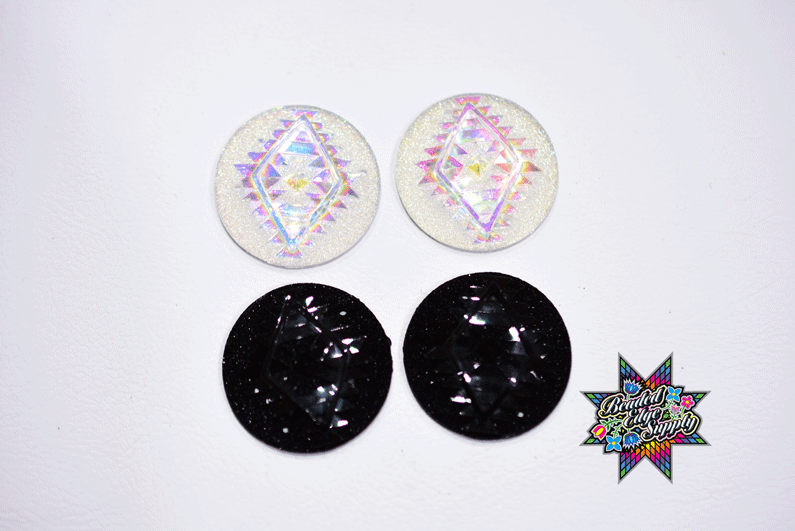 25mm Round w/Geo Pattern | 2 Pairs