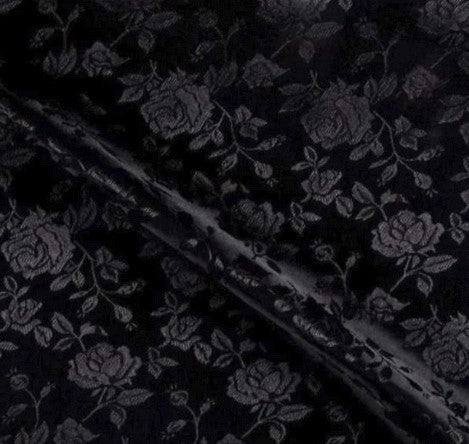 Satin Flower Brocade | Black