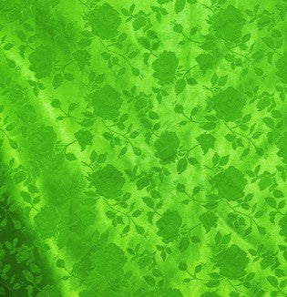 Satin Flower Brocade | Neon Green