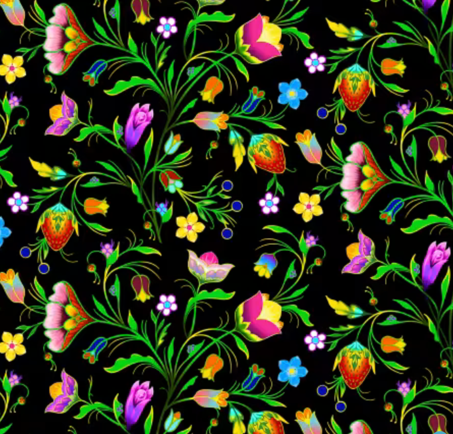 Turtle Island Floral Black