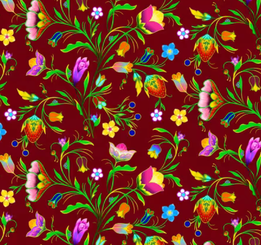 Turtle Island Floral Maroon